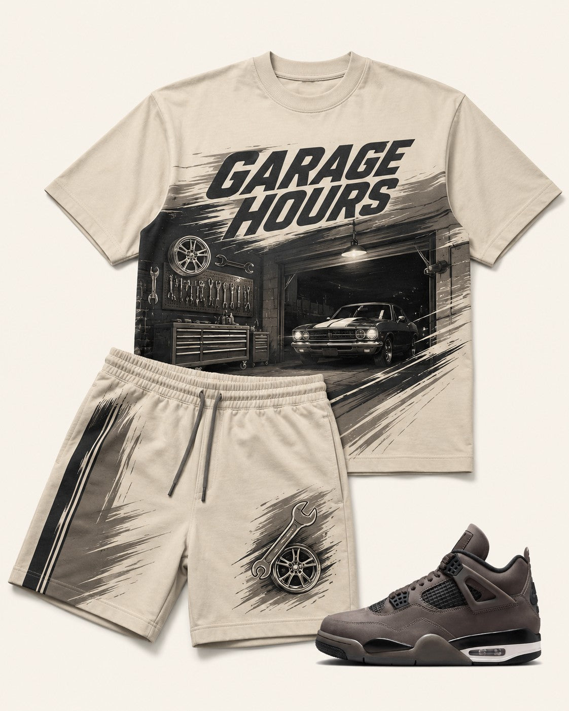 Grey/Black Short Set, front