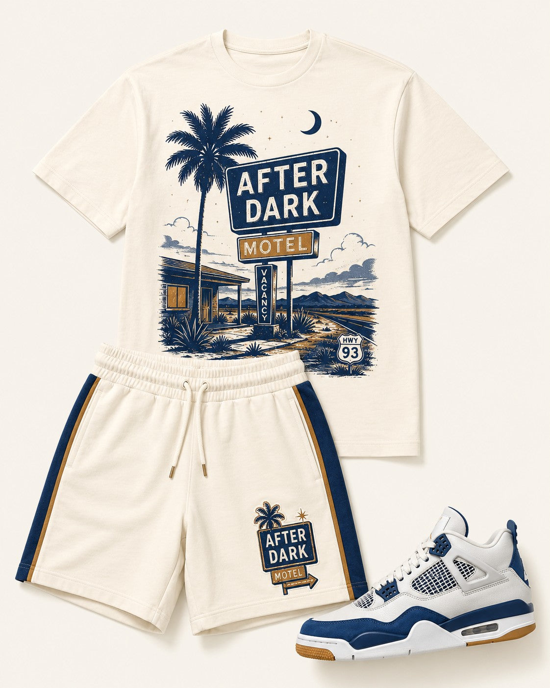 Navy/White Short Set, front
