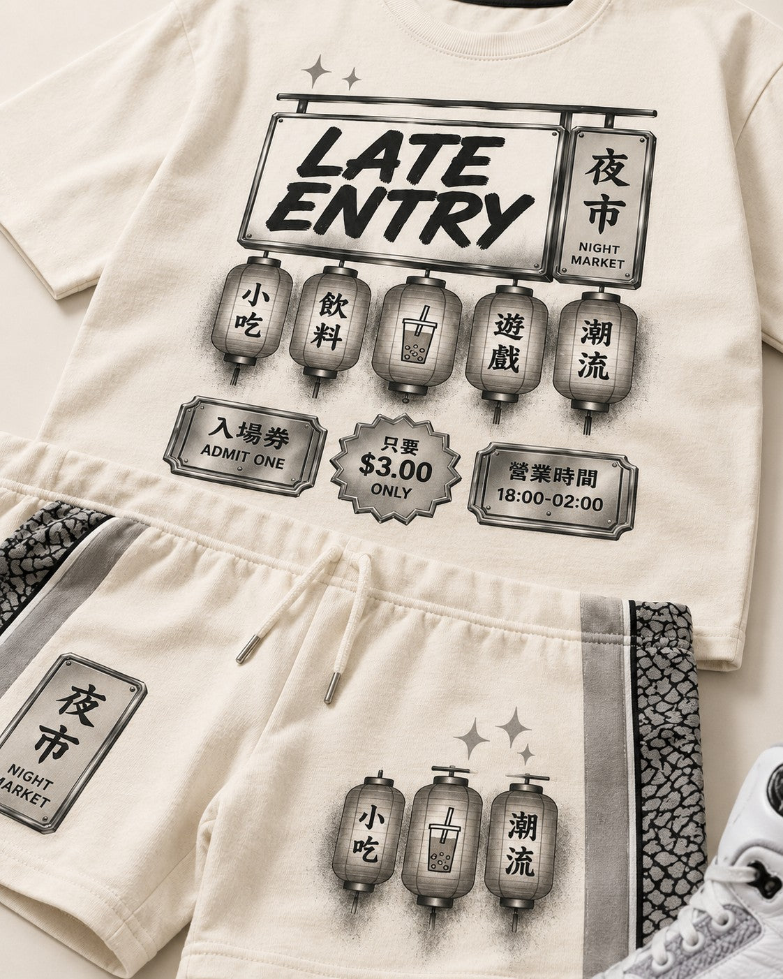 Grey/White Short Set, lifestyle 2