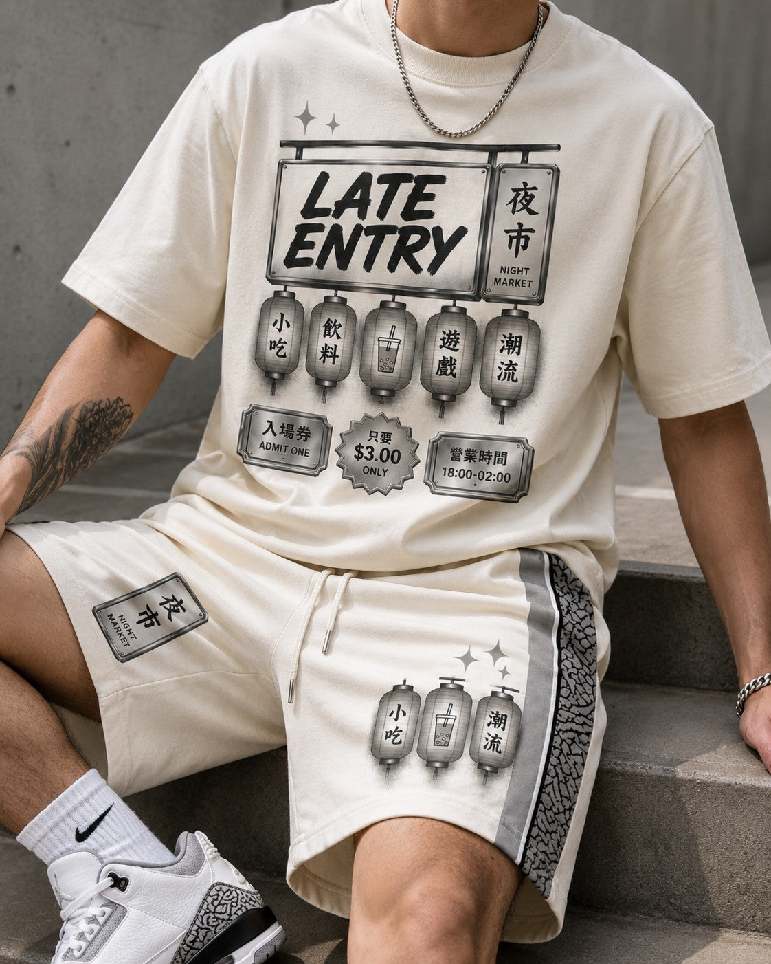 Grey/White Short Set, lifestyle 4