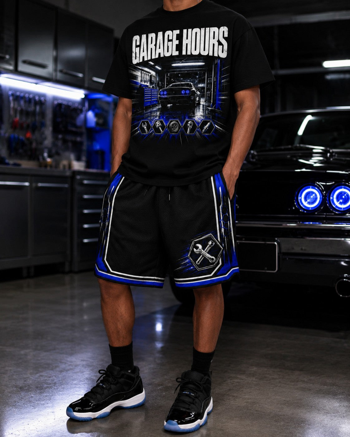 Black/Blue Short Set, lifestyle 1
