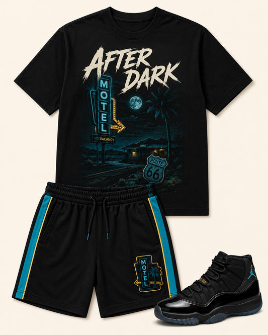 Black/Blue Short Set, front