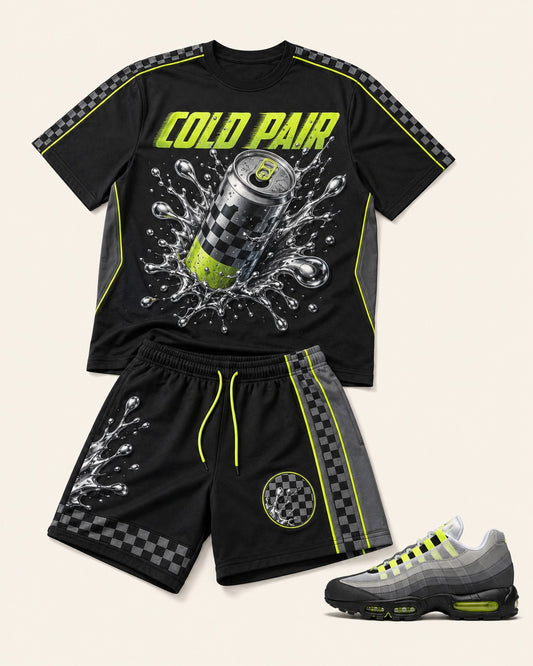 Neon/Grey Short Set, front