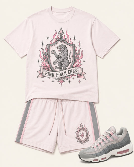 Pink/Grey Short Set, front