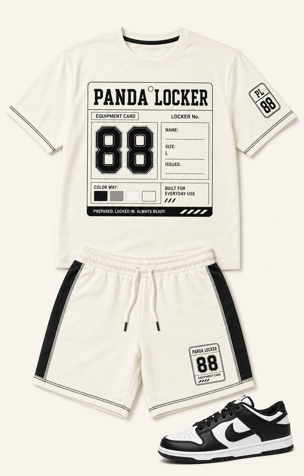 Black/White Short Set, front