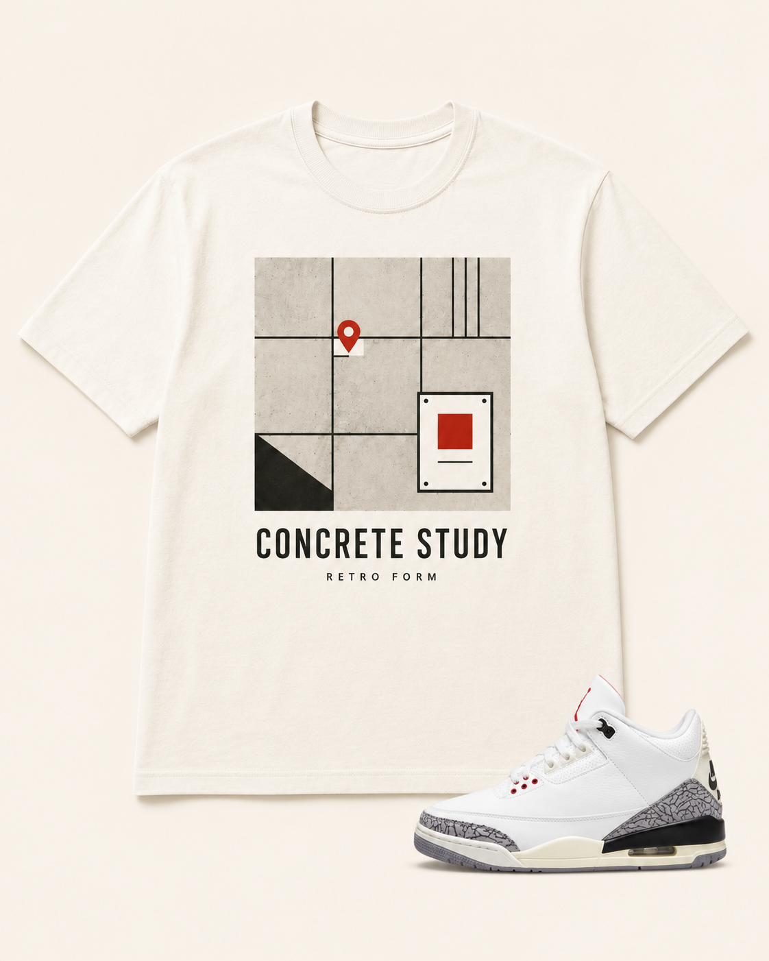 White/Cement Graphic Tee, front