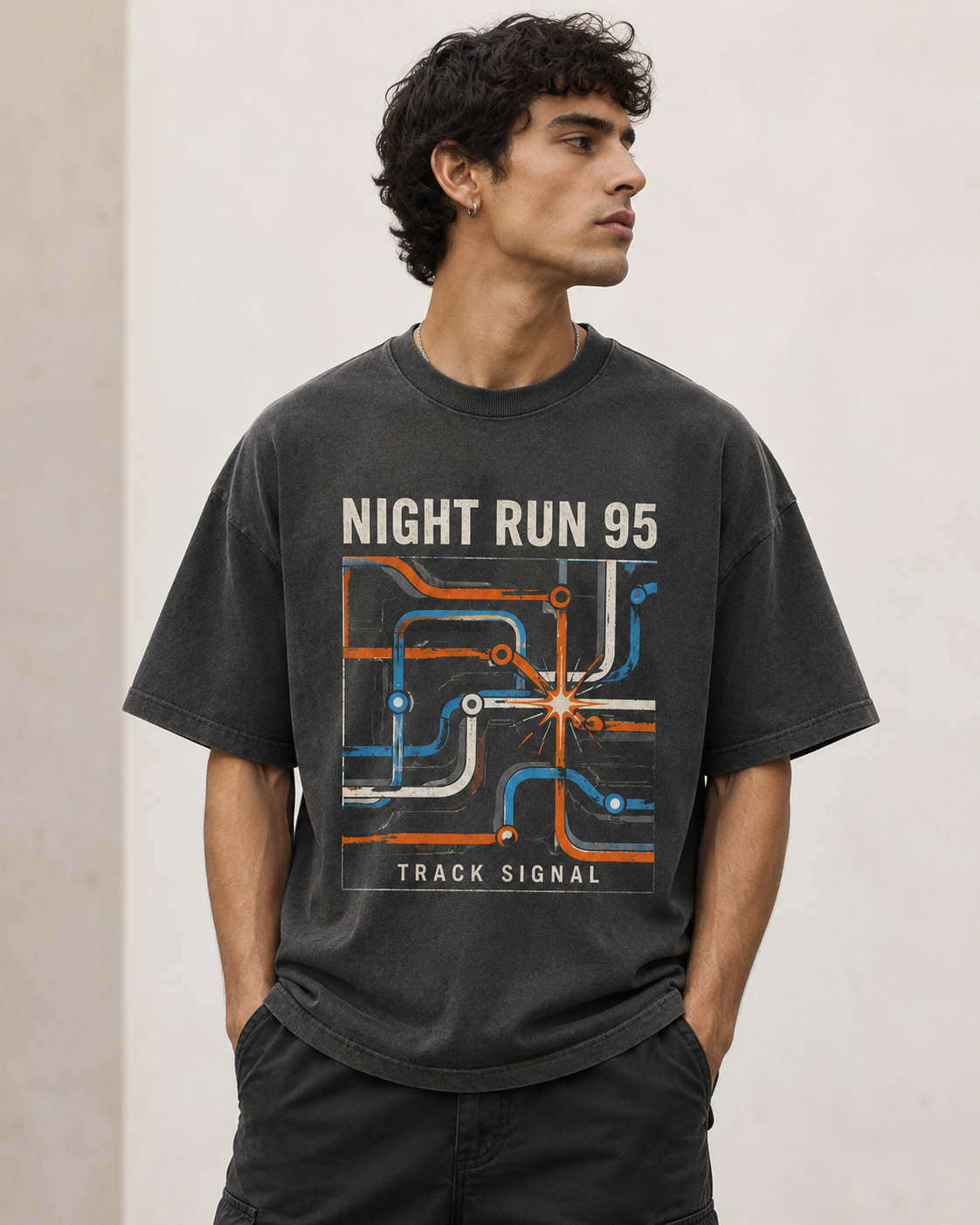 Grey/Orange Graphic Tee, lifestyle 1