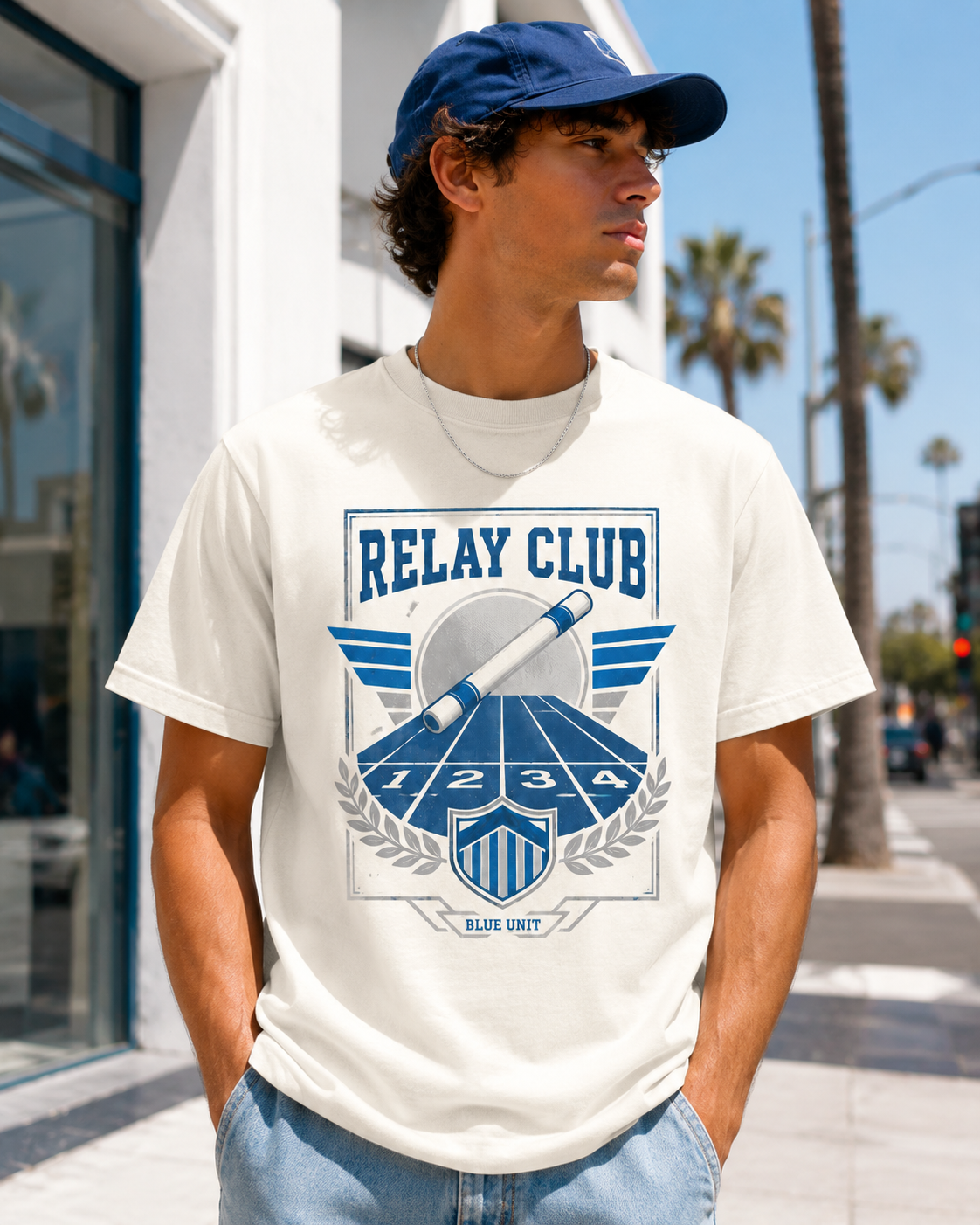Blue/White Graphic Tee, lifestyle 2