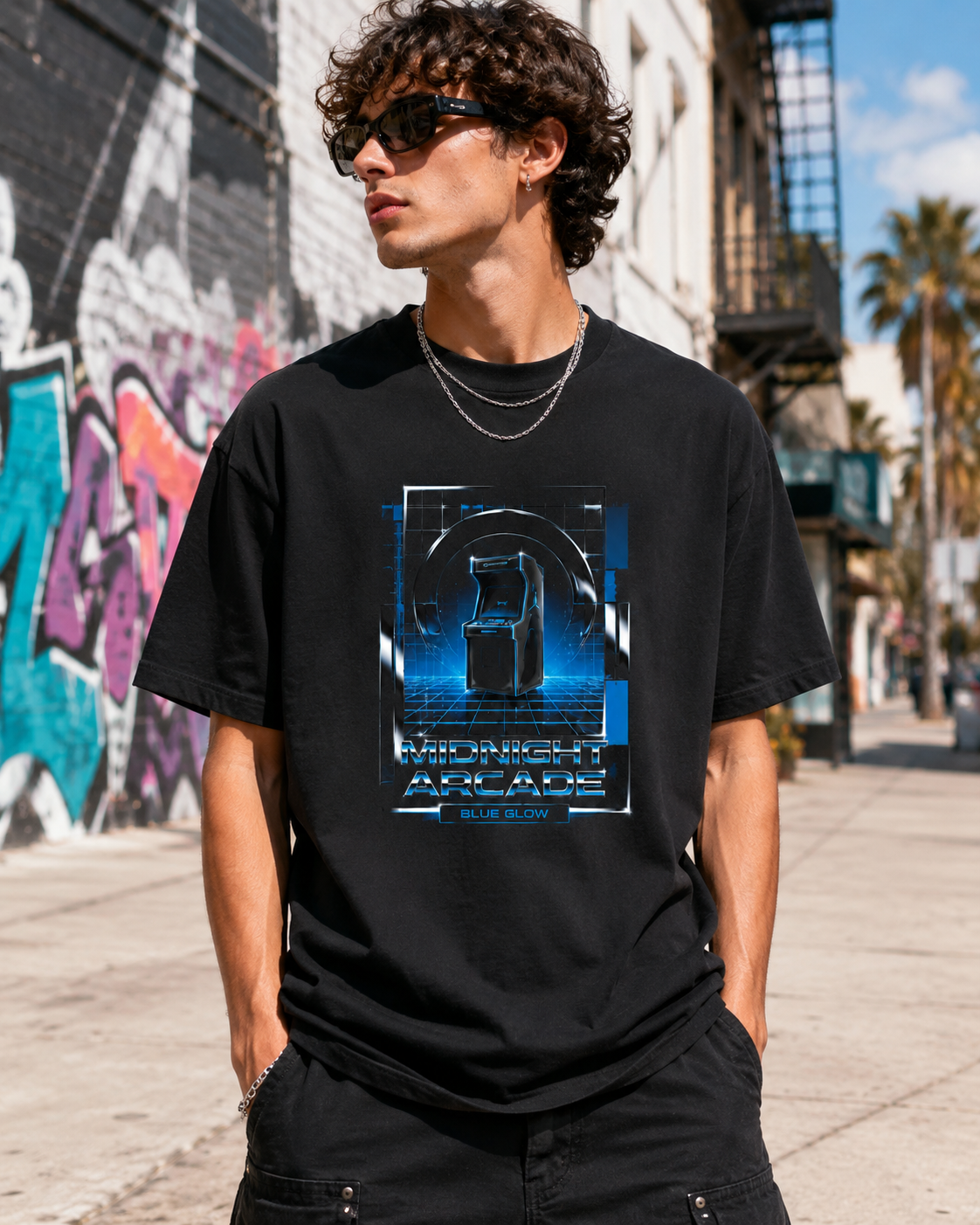 Black/Gamma Blue Graphic Tee, lifestyle 2