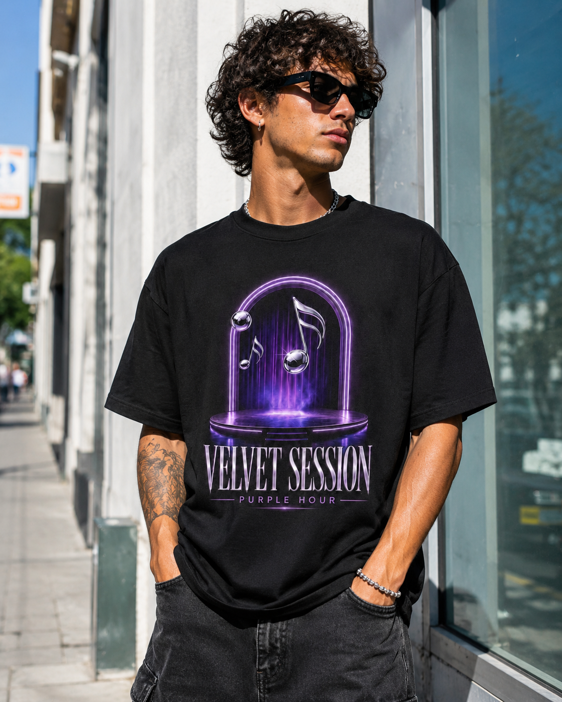 Purple/Black Graphic Tee, lifestyle 2