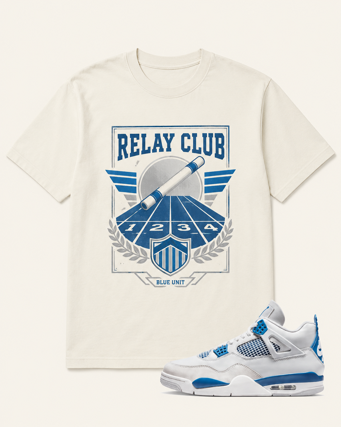 Blue/White Graphic Tee, front
