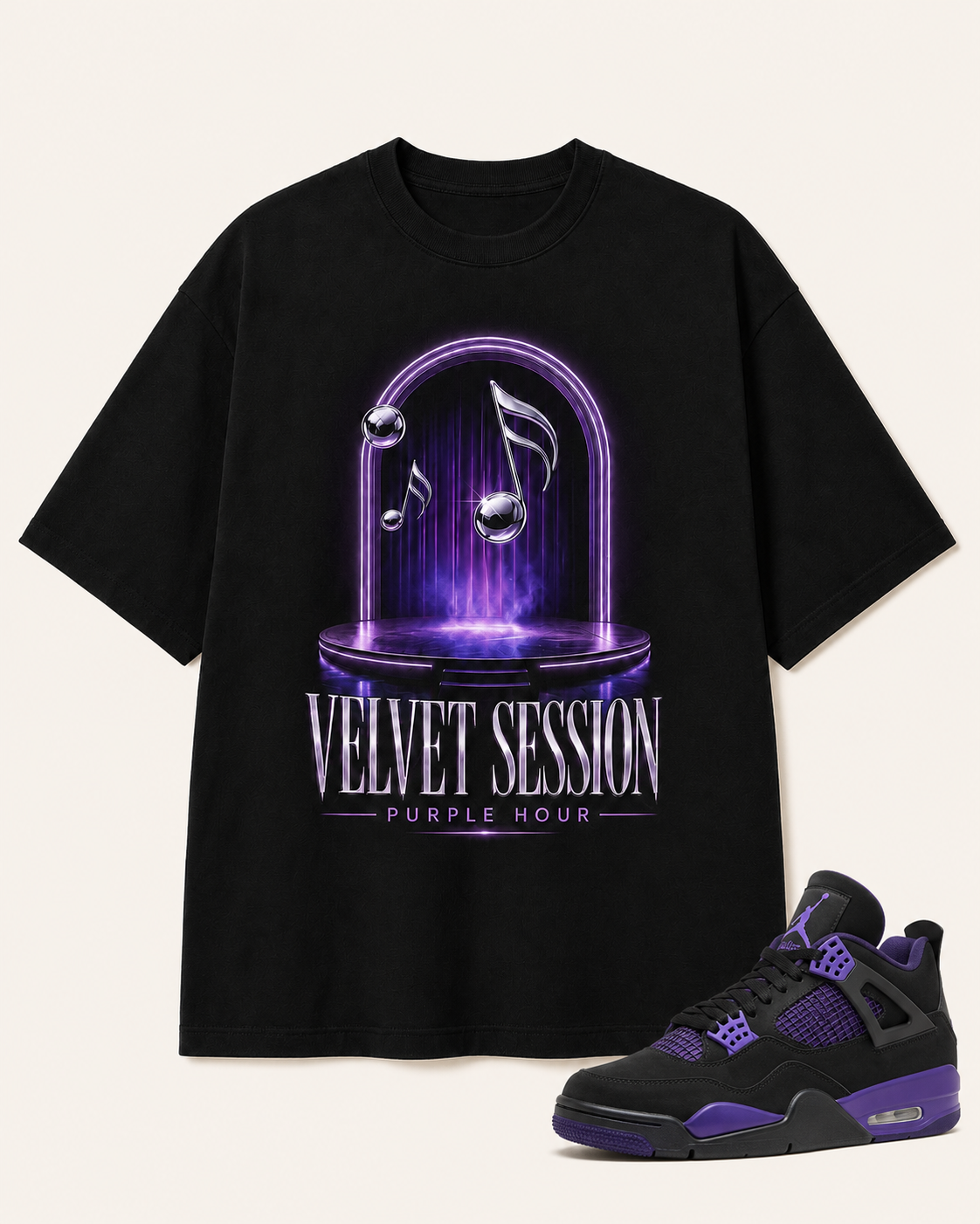 Purple/Black Graphic Tee, front