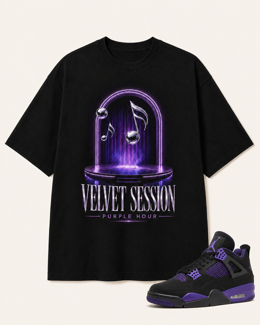 Purple/Black Graphic Tee, front